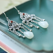 Natural Jade Earrings Nephrite Agate Silver Earrings