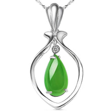 Natural Jade Pendant Nephrite Silver Zircon Pendant