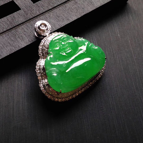 Natural Jade Pendant Jadeite Gold Buddha Pendant