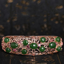 Natural Jade Bracelet Nephrite Tourmaline Silver Bracelet