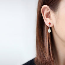 Natural Jade Earrings Nephrite Agate Silver Earrings