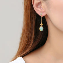 Natural Jade Earrings Jadeite Turquoise Silver Earrings