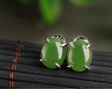 Natural Jade Earrings Nephrite Silver Earrings