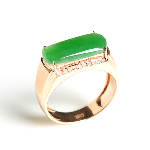 Natural jade ring gold jadeite ring