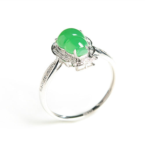 Natural jade ring gold jadeite gourd ring
