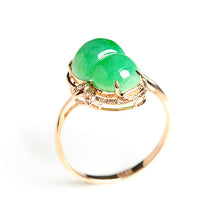 Natural jade ring gold jadeite gourd ring