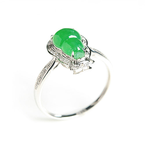 Natural jade ring gold jadeite gourd ring