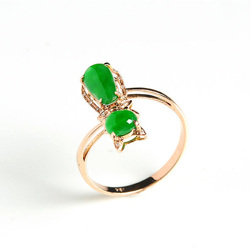 Natural jade ring gold jadeite kitty ring