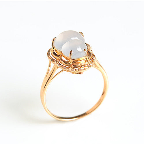 Natural jade ring gold jadeite gourd ring