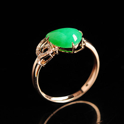 Natural jade ring gold jadeite ring