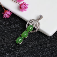 Natural Jade Pendant Nephrite Silver Zircon Key Pendant