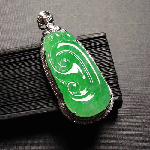 Natural Jade Pendant Jadeite Gold Ruyi Pendant